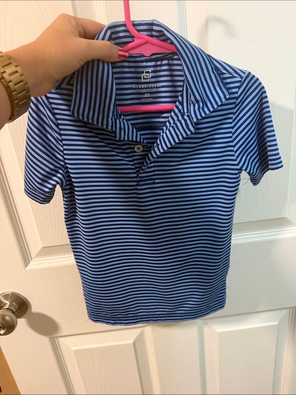 Class Club Blue and Navy Striped Polo Shirt